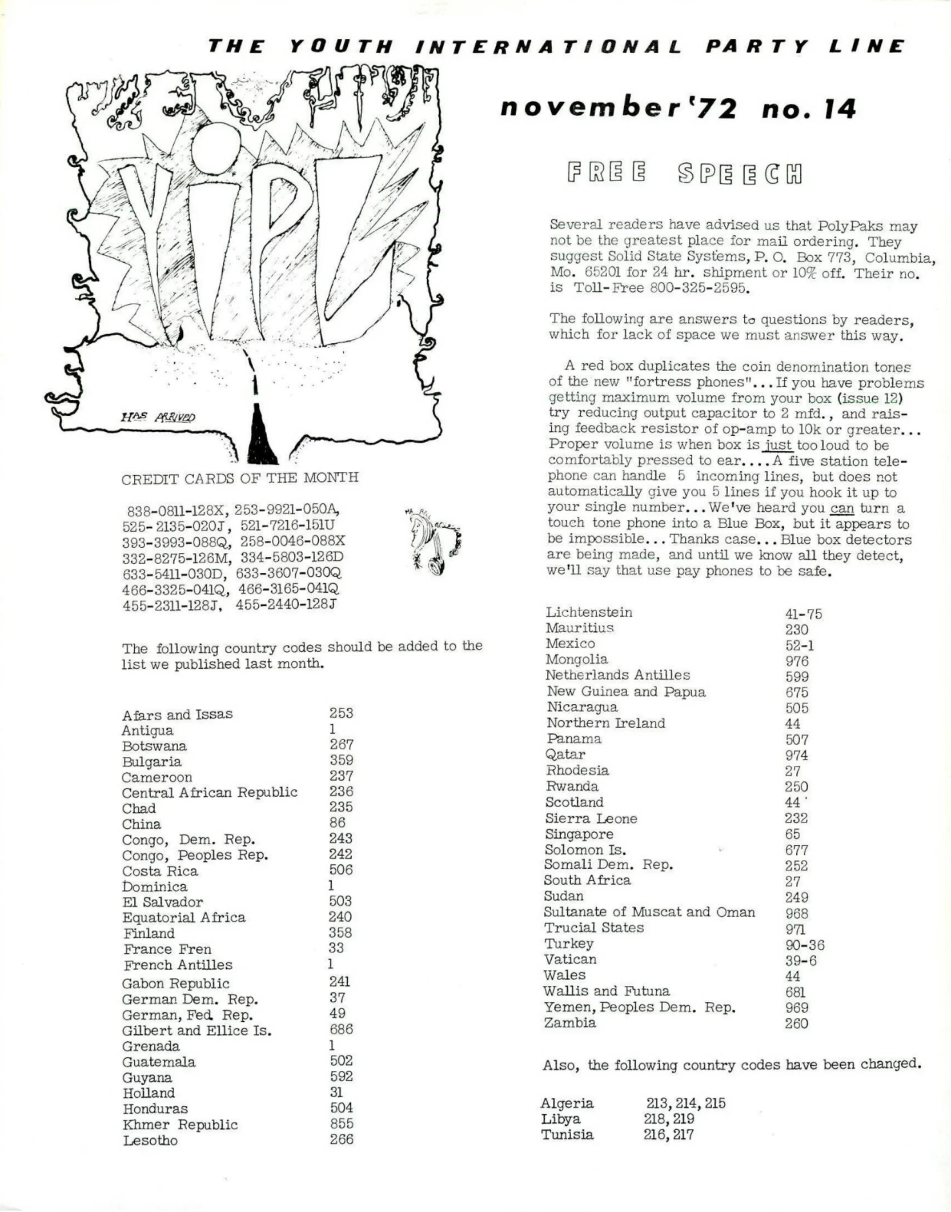 TAP No. 14 - More Codes, AT&T Papers, Ca. Test Numbers