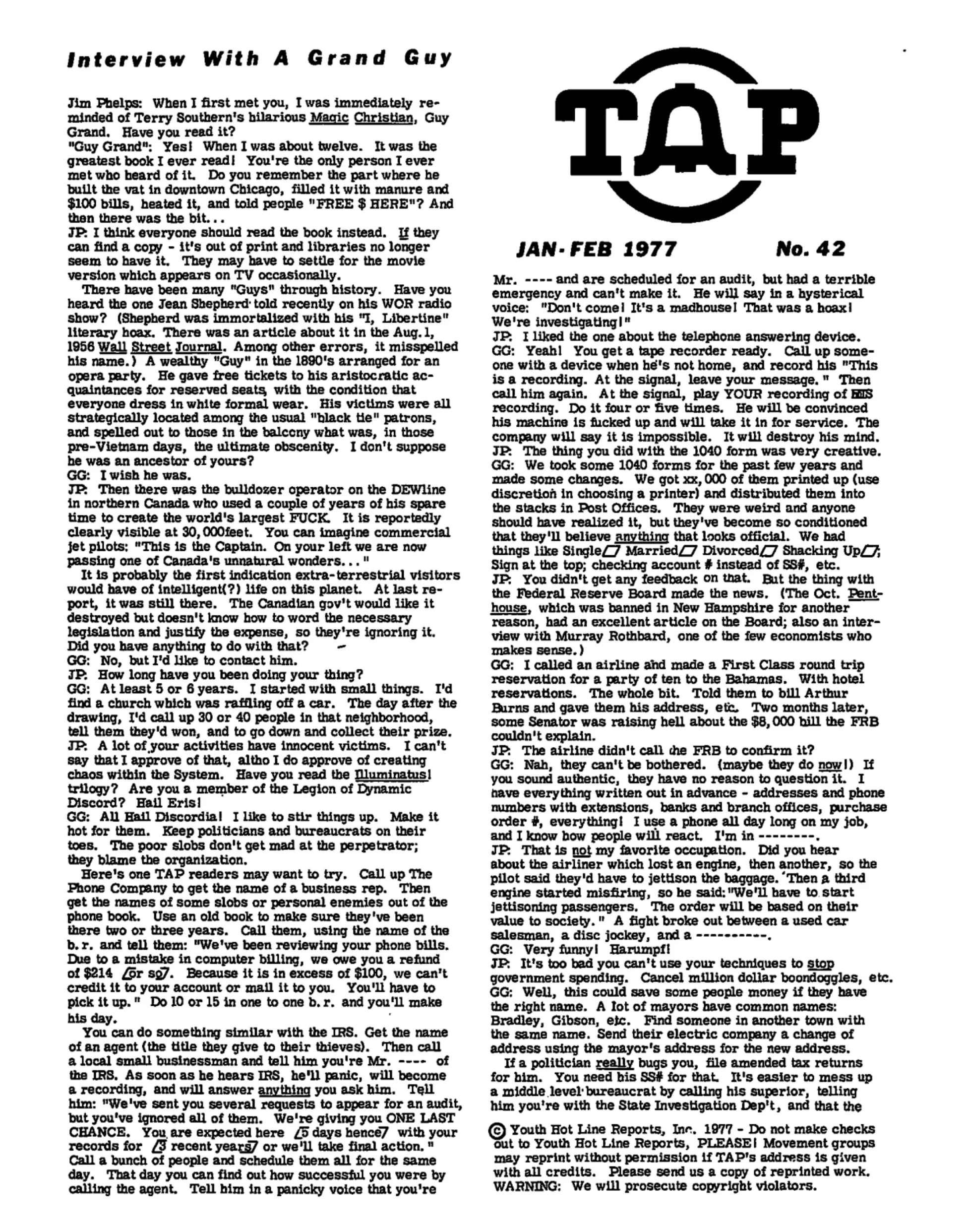 TAP No. 42 - Interview With A Grand Guy, Blue Box Keyboard