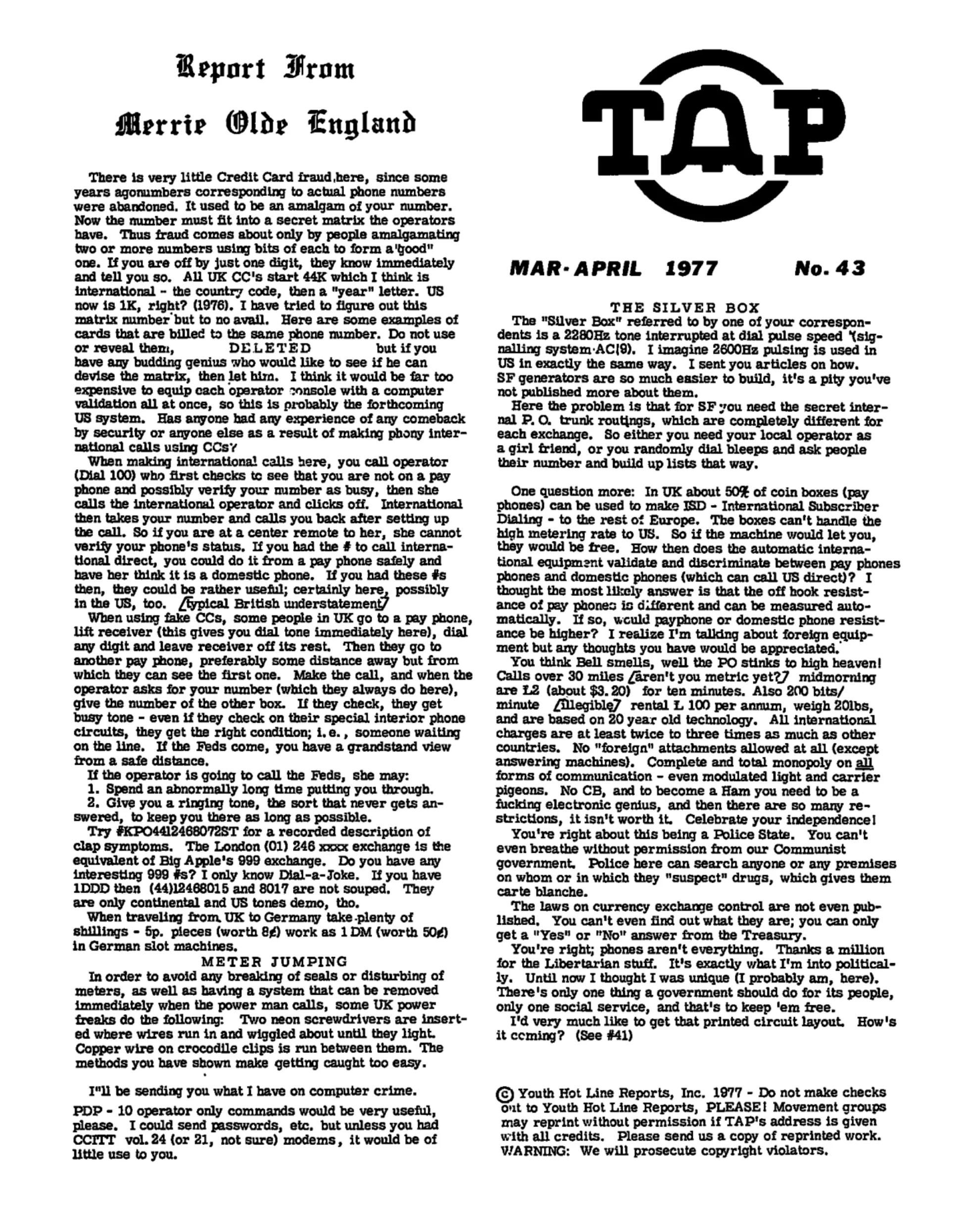 TAP No. 43 - Report From England, Silver Box