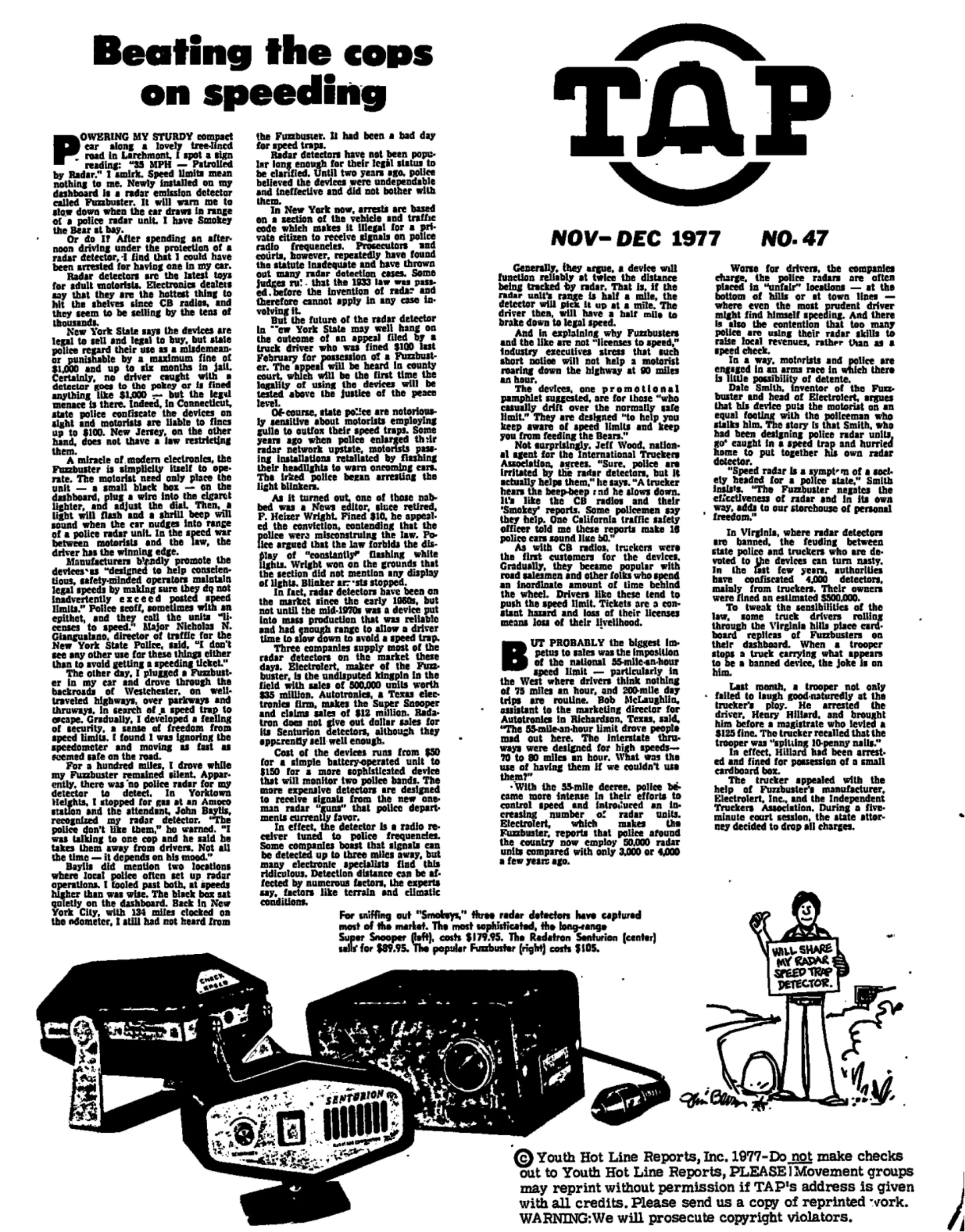 TAP No. 47 - Radar Detectors, CB Info