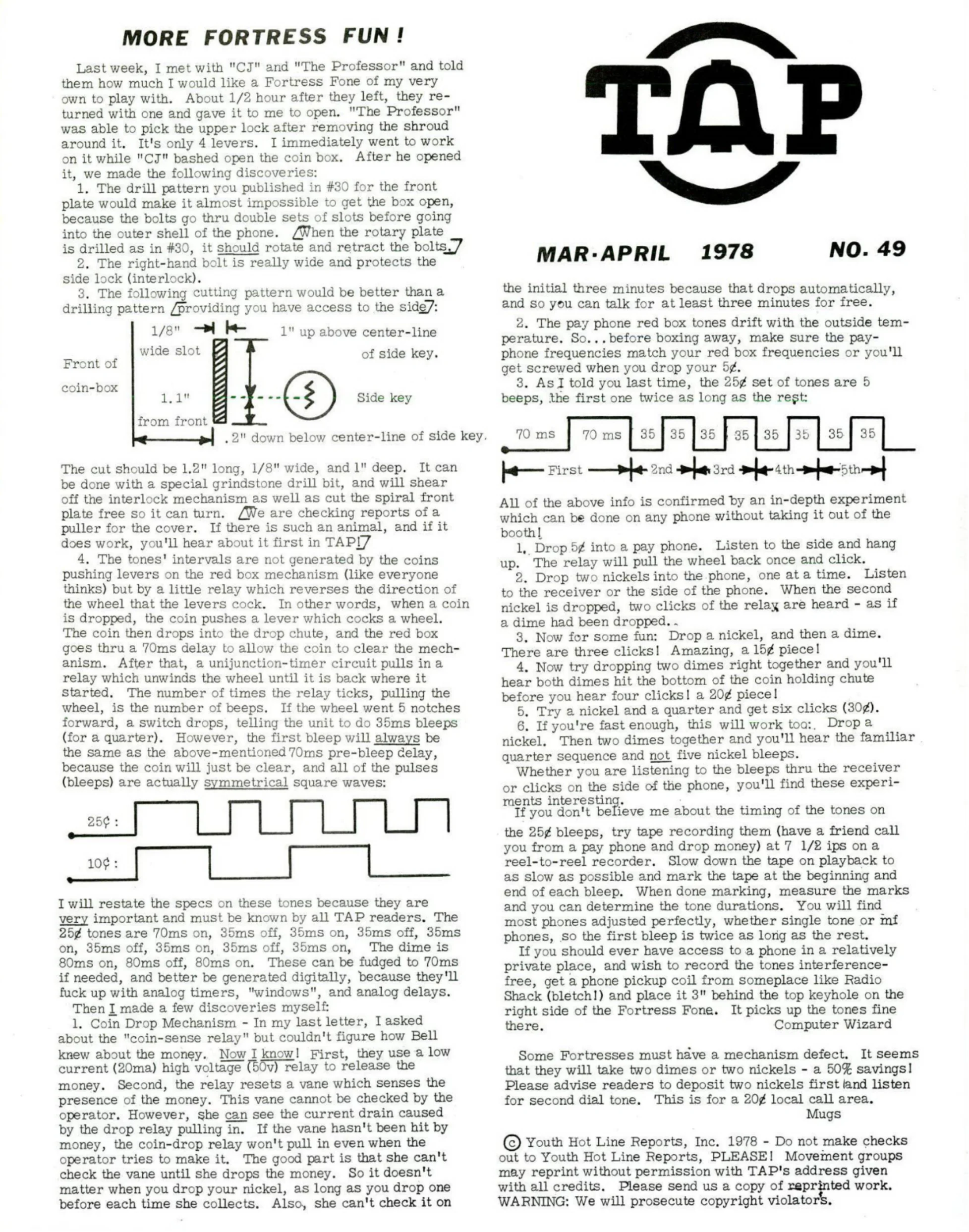 TAP No. 49 - More Fortress Fun, TWX Phreaking, Marisat Codes