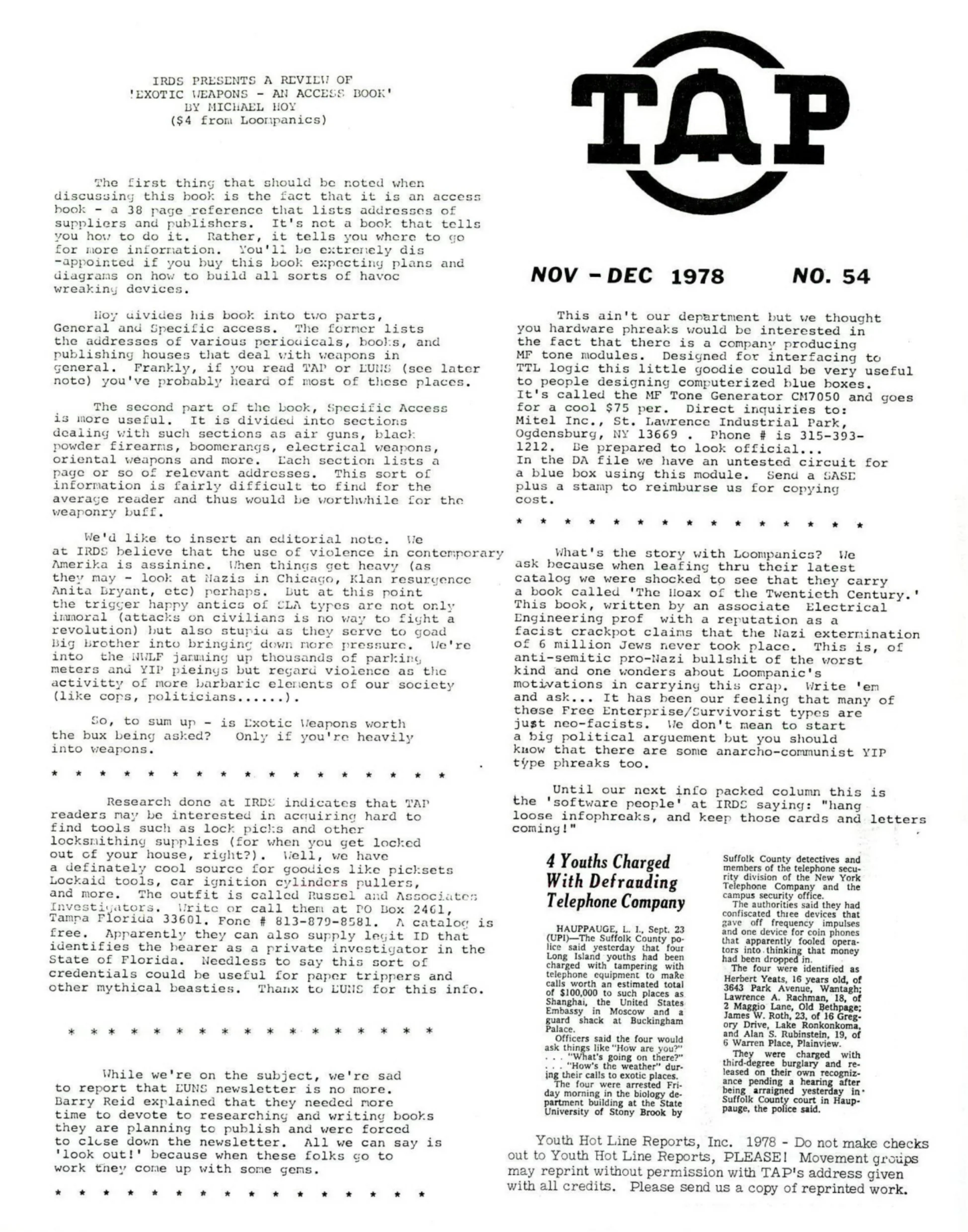 TAP No. 54 - Review of Exotic Weapons: An Access Book