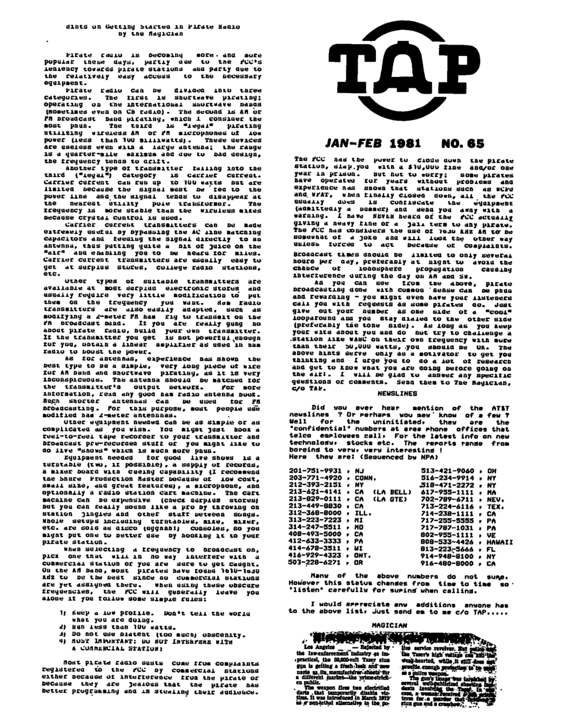 TAP No. 65 - Getting Started in Pirate Radio