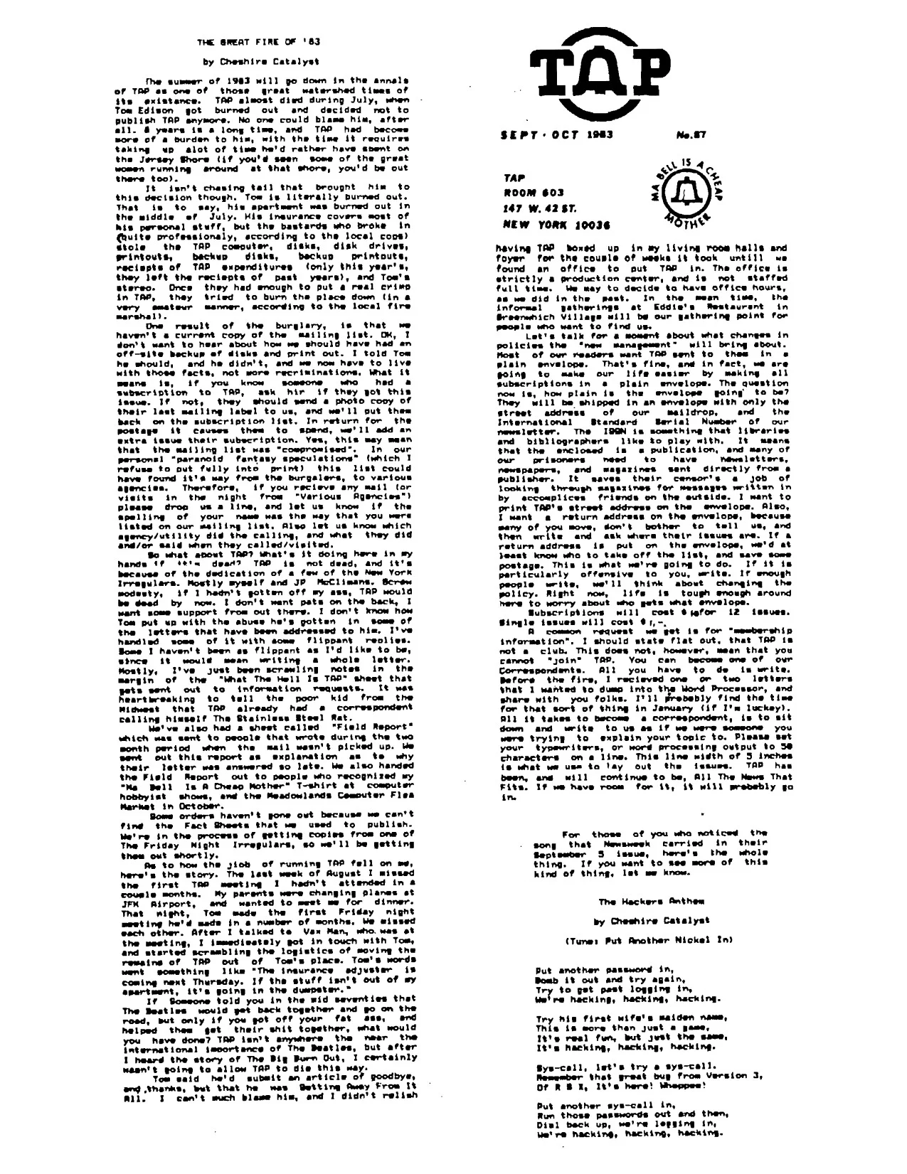 TAP No. 87 - The Great Fire of '83