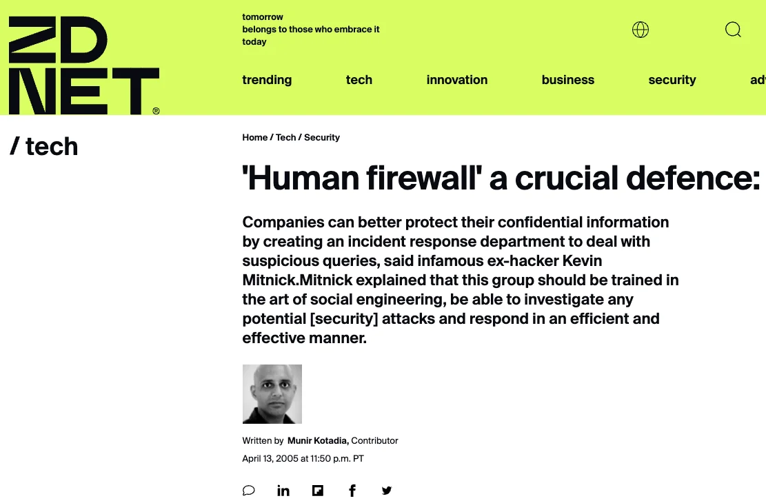'Human firewall' a crucial defence: Mitnick